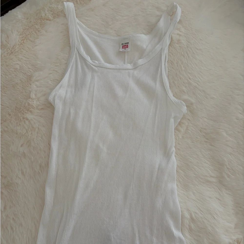 Re/done Ribbed White Tank - Picture 3 of 7